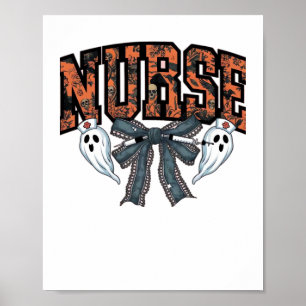 Halloween Nurse Scary Coquette Bow Classic T-Shirt Poster