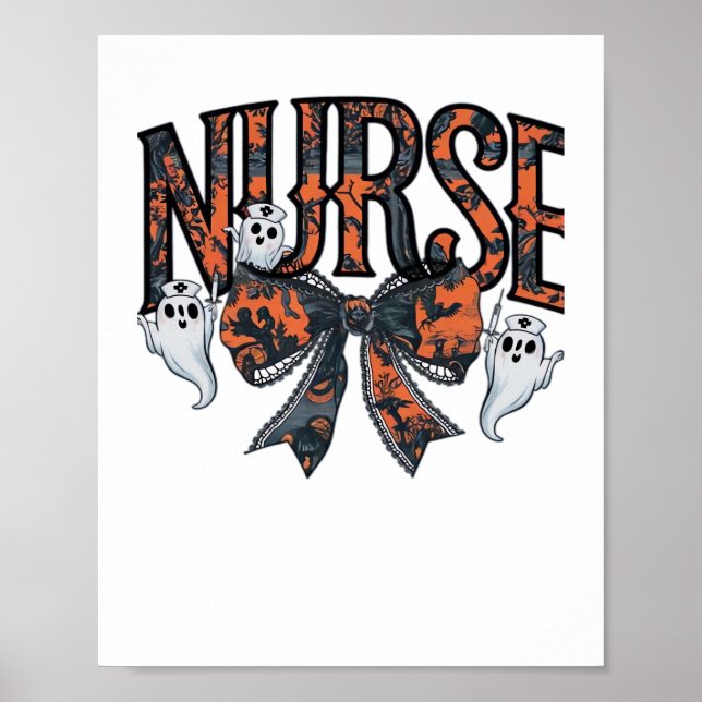 Halloween Nurse Scary Coquette Bow Classic T-Shirt Poster (Front)