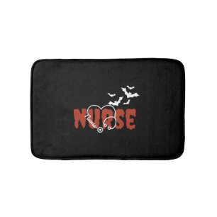 halloween nurse shirt bath mat
