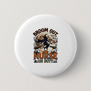 Halloween Nurse Shirt Funny Witch Broom Design_1 6 Cm Round Badge