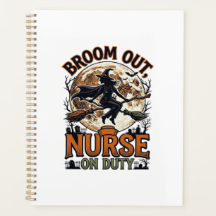 Halloween Nurse Shirt Funny Witch Broom Design_1 Planner