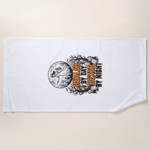 Halloween Nurse Shirt Vintage Engraving Spooky Nur Beach Towel