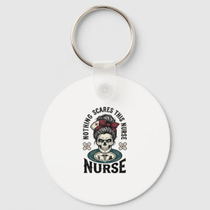 Halloween Nurse Shirt Vintage Skull Graphic_1 Key Ring