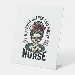 Halloween Nurse Shirt Vintage Skull Graphic_1 Pedestal Sign
