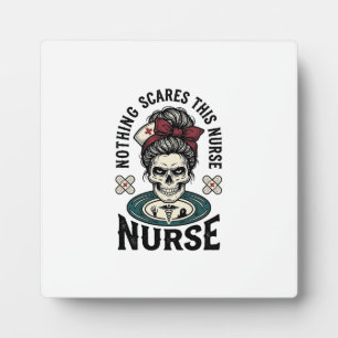 Halloween Nurse Shirt Vintage Skull Graphic_1 Plaque