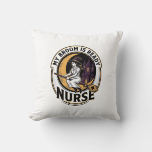 Halloween Nurse Shirt Vintage Witch Broom Design_1 Cushion