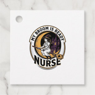 Halloween Nurse Shirt Vintage Witch Broom Design_1 Favour Tags