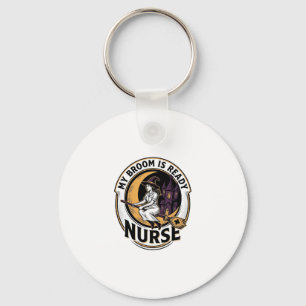 Halloween Nurse Shirt Vintage Witch Broom Design_1 Key Ring