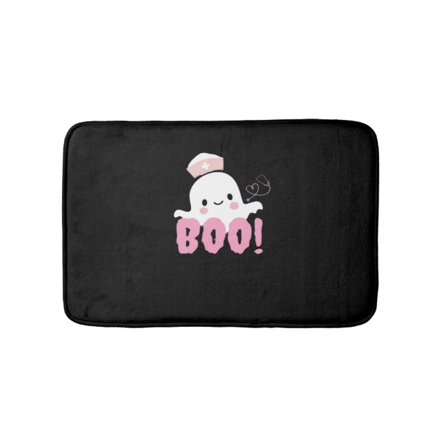 Halloween Nurse Shirts Women Boo! T-Shirt Ghost Nu Bath Mat (Front)