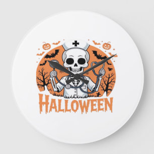 Halloween Nurse skeleton Essential T-Shirt_1 Large Clock