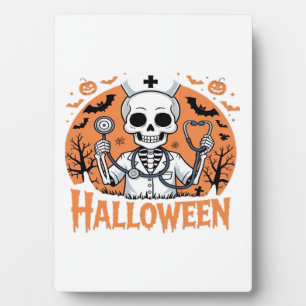 Halloween Nurse skeleton Essential T-Shirt_1 Plaque