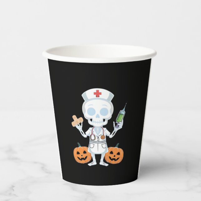Halloween Nurse Skeleton Essential T-Shirt Paper Cups (Front)