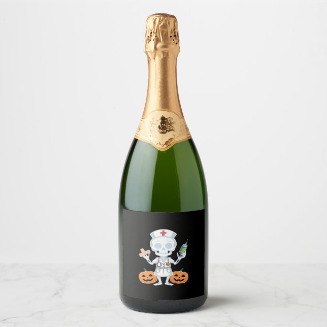 Halloween Nurse Skeleton Essential T-Shirt Sparkling Wine Label (Front)