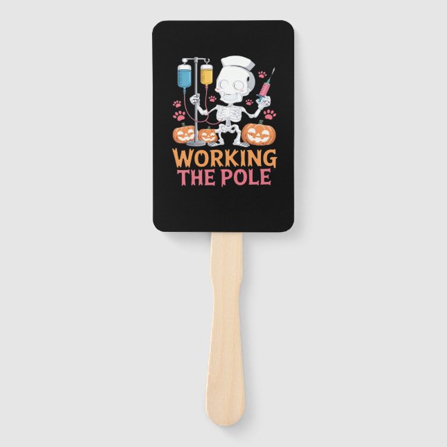Halloween Nurse Skeleton Funny Joke Essential T-Sh Hand Fan (Front)