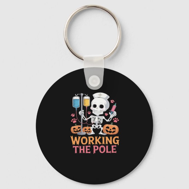 Halloween Nurse Skeleton Funny Joke Essential T-Sh Key Ring (Front)