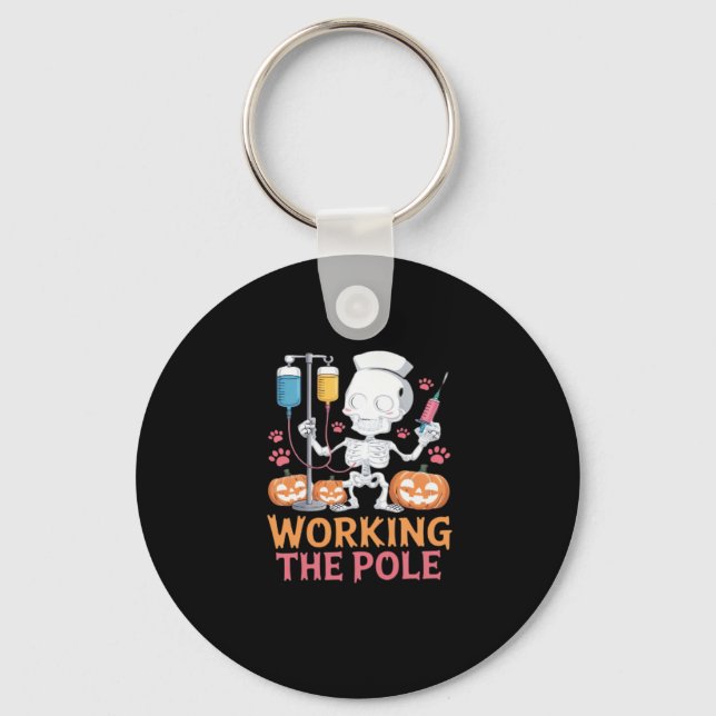 Halloween Nurse Skeleton Funny Joke Essential T-Sh Key Ring (Front)