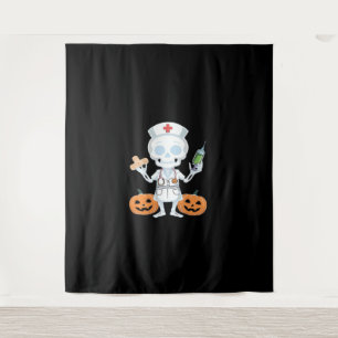 Halloween Nurse Skeleton Funny Joke Essential T-Sh Tapestry