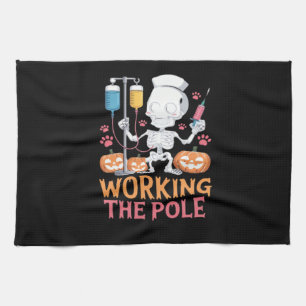 Halloween Nurse Skeleton Funny Joke Essential T-Sh Tea Towel