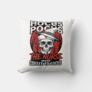 Halloween Nurse Skull Coffee Focus Vintage Shirt D Cushion