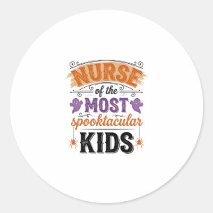 Halloween Nurse Spooktacular Kids Vintage Design_1 Classic Round Sticker