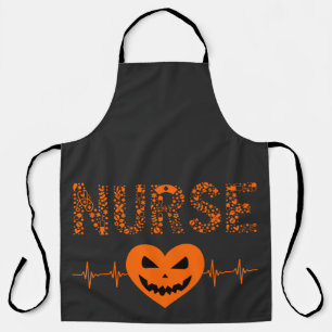 Halloween Nurse Spooky Ghost Heart  Apron