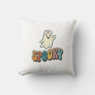 Halloween Nurse Spooky Ghost Retro Funny_1 Cushion