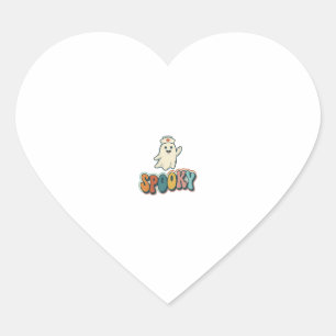 Halloween Nurse Spooky Ghost Retro Funny_1 Heart Sticker