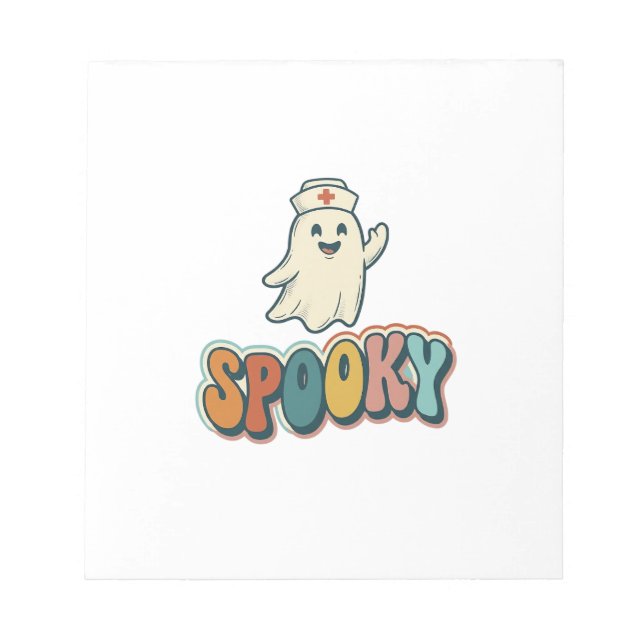 Halloween Nurse Spooky Ghost Retro Funny_1 Notepad (Front)