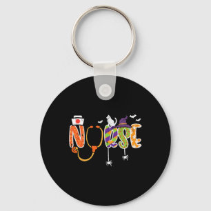 Halloween Nurse Stethoscope Cute Scrub Top Costume Key Ring