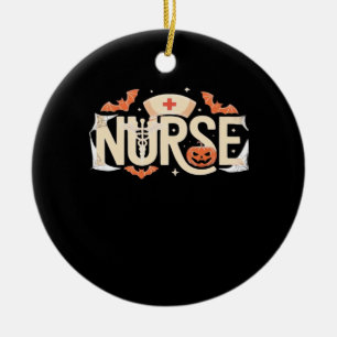 Halloween Nurse Typography � Spooky Medical Design Ceramic Ornament