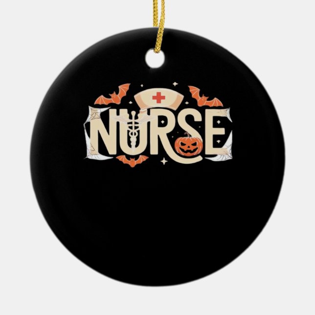 Halloween Nurse Typography � Spooky Medical Design Ceramic Ornament (Front)