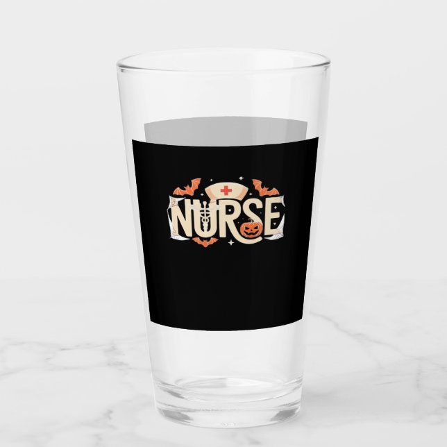 Halloween Nurse Typography � Spooky Medical Design Glass (Front)