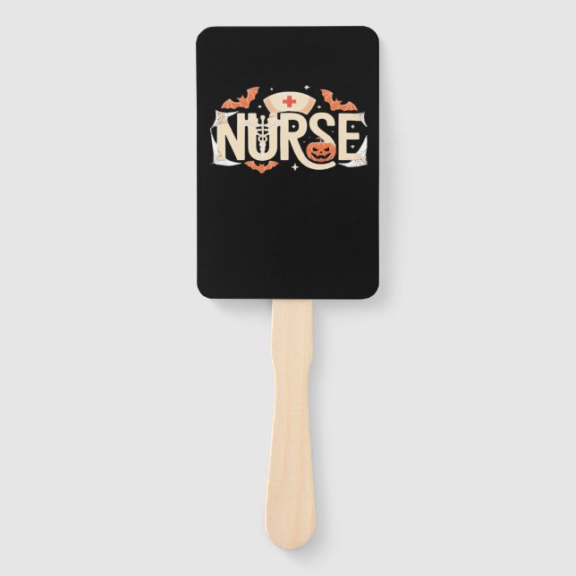 Halloween Nurse Typography � Spooky Medical Design Hand Fan (Front)