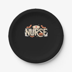 Halloween Nurse Typography � Spooky Medical Design Paper Plate