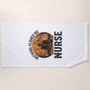 Halloween Nurse Vintage Spooky Moon Design_1 Beach Towel
