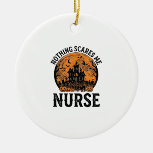 Halloween Nurse Vintage Spooky Moon Design_1 Ceramic Ornament