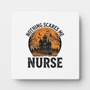 Halloween Nurse Vintage Spooky Moon Design_1 Plaque