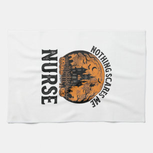 Halloween Nurse Vintage Spooky Moon Design_1 Tea Towel