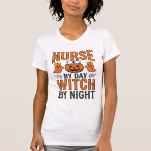 Halloween Nurse Witch By Night Vintage Shirt Desig