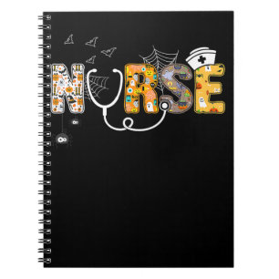 Halloween Nurse With Pumpkin Boo Spider Witch Notebook