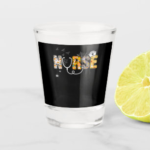 Halloween Nurse With Pumpkin Boo Spider Witch Shot Glass