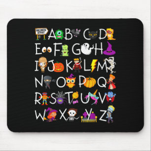 Halloween Nursery Teacher Shirt, Halloween Alphabe Mouse Pad