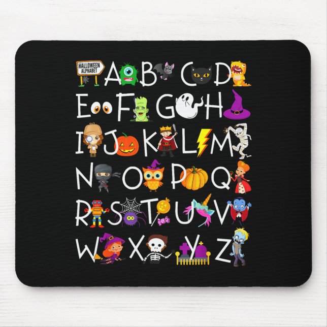 Halloween Nursery Teacher Shirt, Halloween Alphabe Mouse Pad (Front)