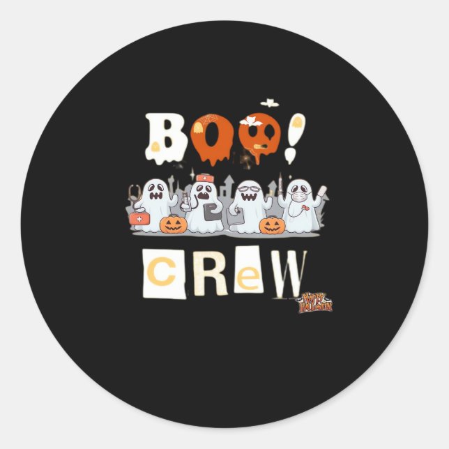 Halloween Nurses Boo Crew Classic T-Shirt Classic Round Sticker (Front)