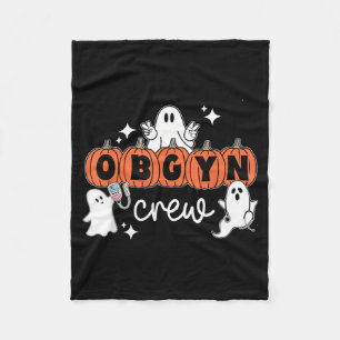 Halloween OBGYN Crew Ghost Obstetrics Nurse Squad Fleece Blanket