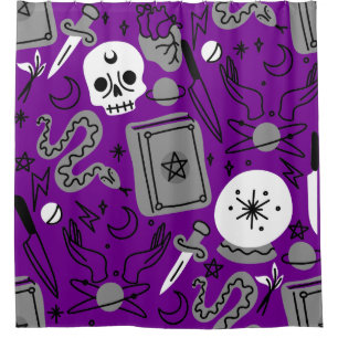 halloween occult magical mystical esoteric purple shower curtain