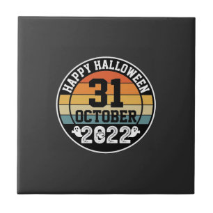 Halloween October 31 2022 Sunset Retro Design_1 Ceramic Tile
