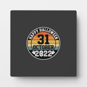 Halloween October 31 2022 Sunset Retro Design_1 Plaque