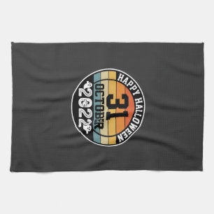 Halloween October 31 2022 Sunset Retro Design_1 Tea Towel