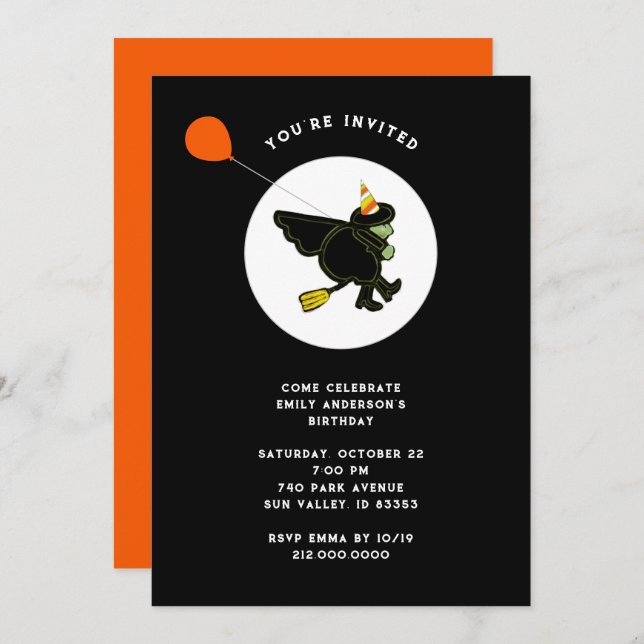 Halloween October Birthday Party Invitation (Front/Back)